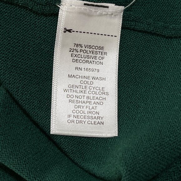Cable & Gauge Sweater Button Back Turtleneck Forest Green XL Extra Large - Picture 6 of 6
